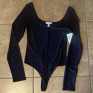 NWT Leith double scoop long sleeve thong bodysuit- size small